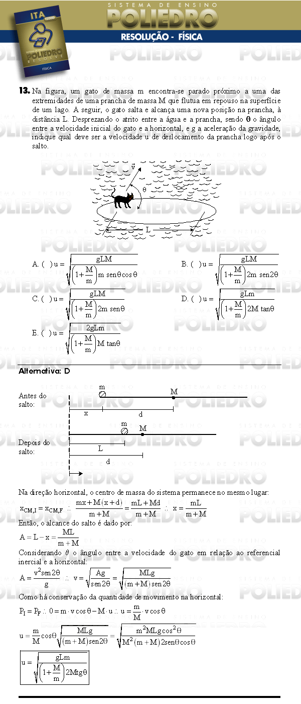 Questão 13 - Física - ITA 2008