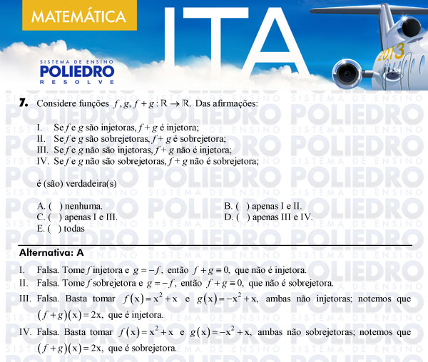 Questão 7 - Matemática - ITA 2013