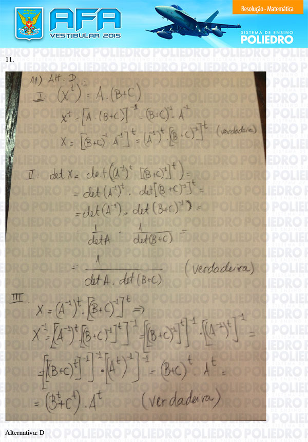Questão 11 - Prova Modelo B - AFA 2015