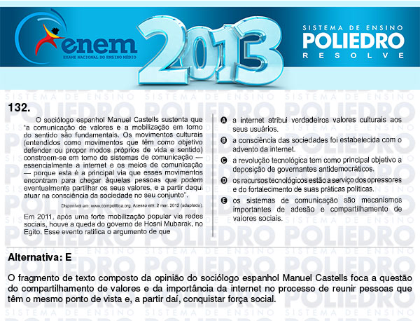 Questão 132 - Domingo (Prova Cinza) - ENEM 2013