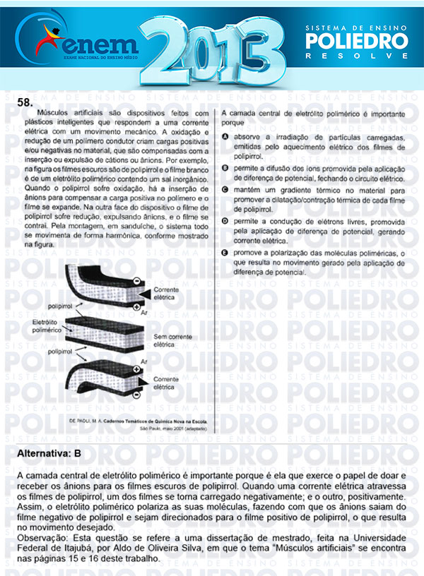 Questão 58 - Sábado (Prova Amarela) - ENEM 2013