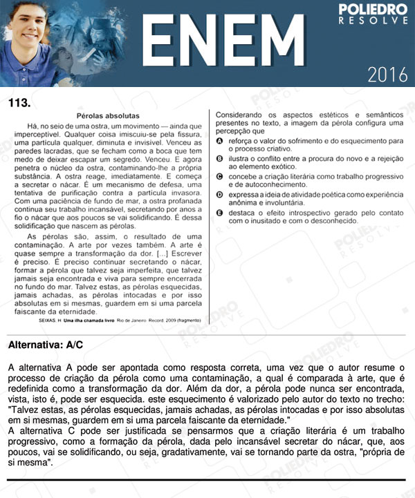 Questão 113 - 2º dia (PROVA CINZA) - ENEM 2016