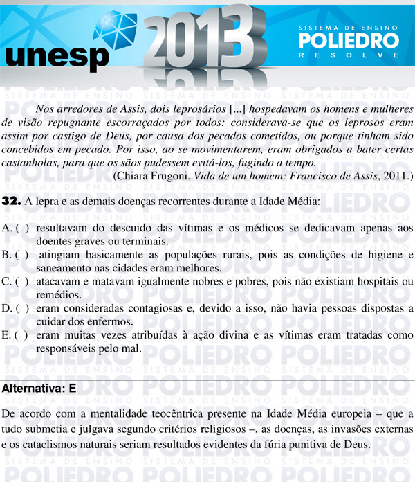 Questão 32 - 1ª Fase - UNESP 2013