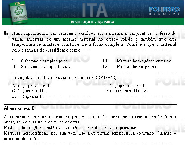 Questão 6 - Química - ITA 2009