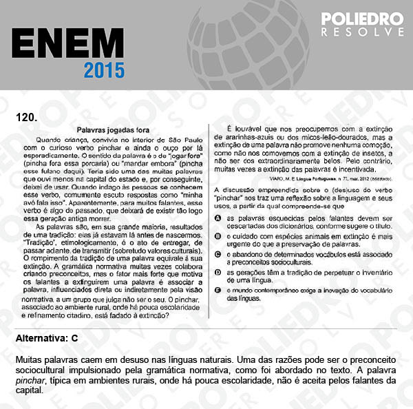 Questão 120 - Domingo (Prova Azul) - ENEM 2015