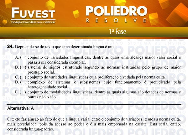 Questão 34 - 1ª Fase - FUVEST 2012