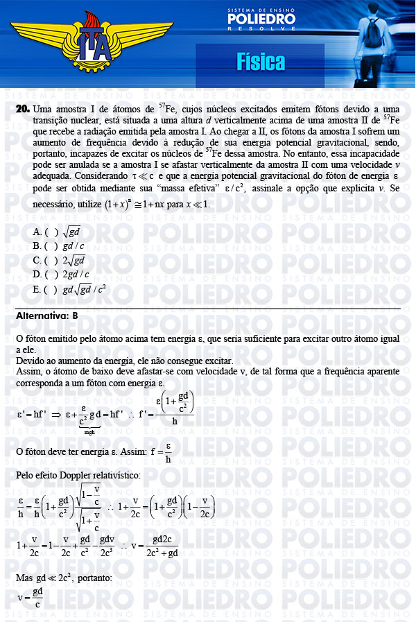 Questão 20 - Física - ITA 2014