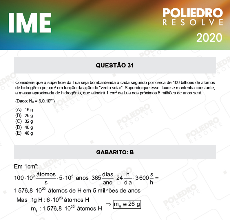 Questão 31 - 1ª Fase - IME 2020