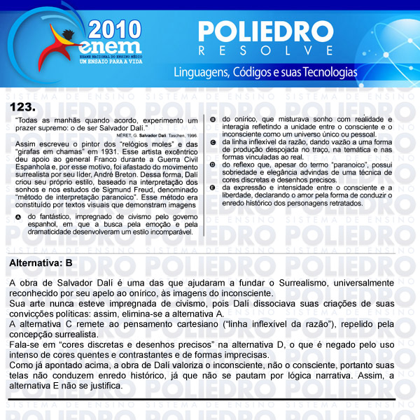 Questão 123 - Domingo (Prova rosa) - ENEM 2010
