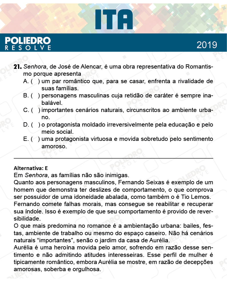 Questão 21 - 1ª Fase - FIS / POR / ING/ MAT / QUI - ITA 2019