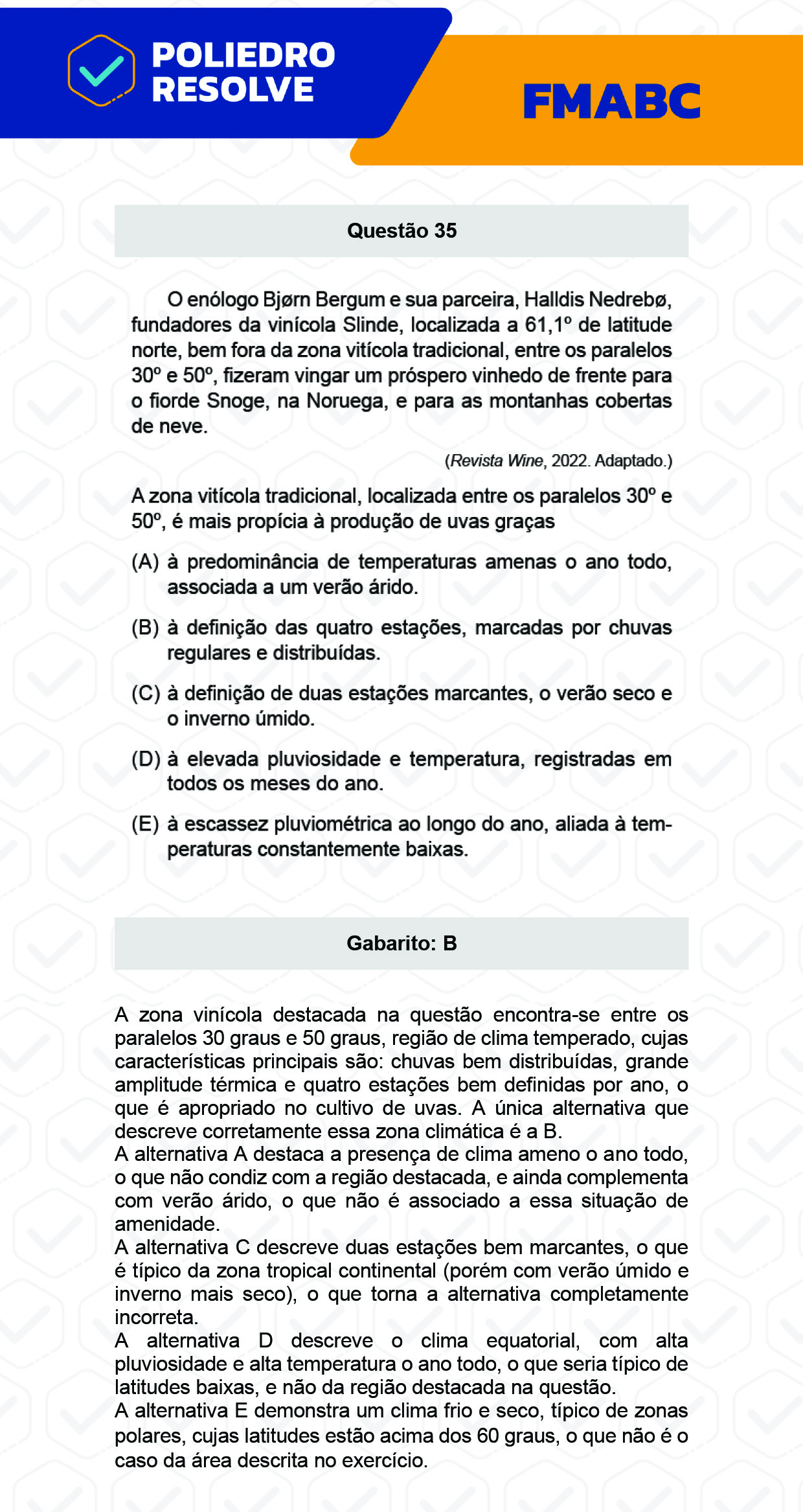 Questão 35 - Fase única - FMABC 2023