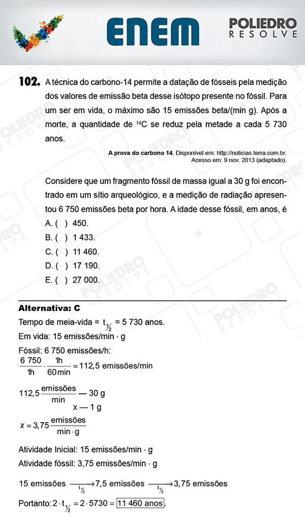 Questão 102 - 2º Dia (PROVA AMARELA) - ENEM 2017