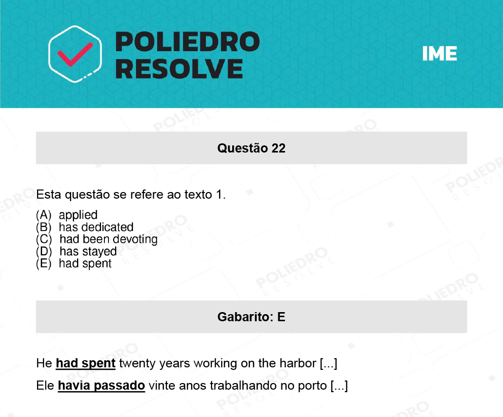 Questão 22 - 2ª Fase - Português/Inglês - IME 2022