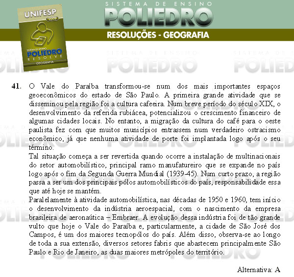 Questão 41 - Conhecimentos Gerais - UNIFESP 2008