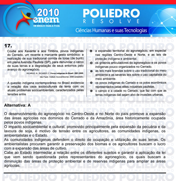 Questão 17 - Sábado (Prova azul) - ENEM 2010