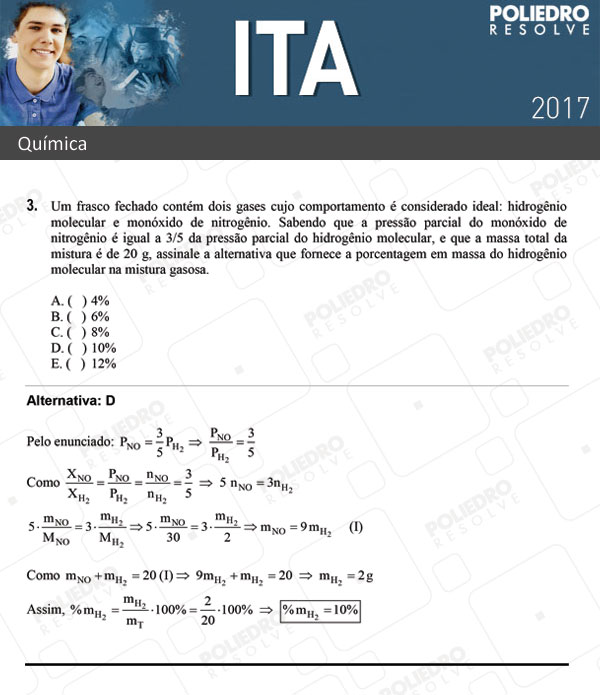 Questão 3 - Química - ITA 2017