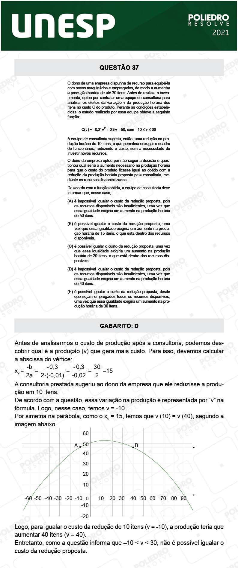 Questão 87 - 1ª Fase - 1º Dia - UNESP 2021