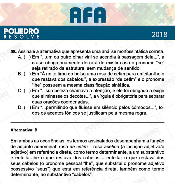 Questão 48 - Prova Modelo B - AFA 2019