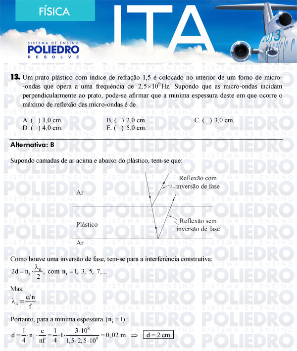 Questão 13 - Física - ITA 2013