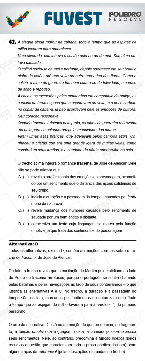 Questão 42 - 1ª FASE - EINSTEIN 2018