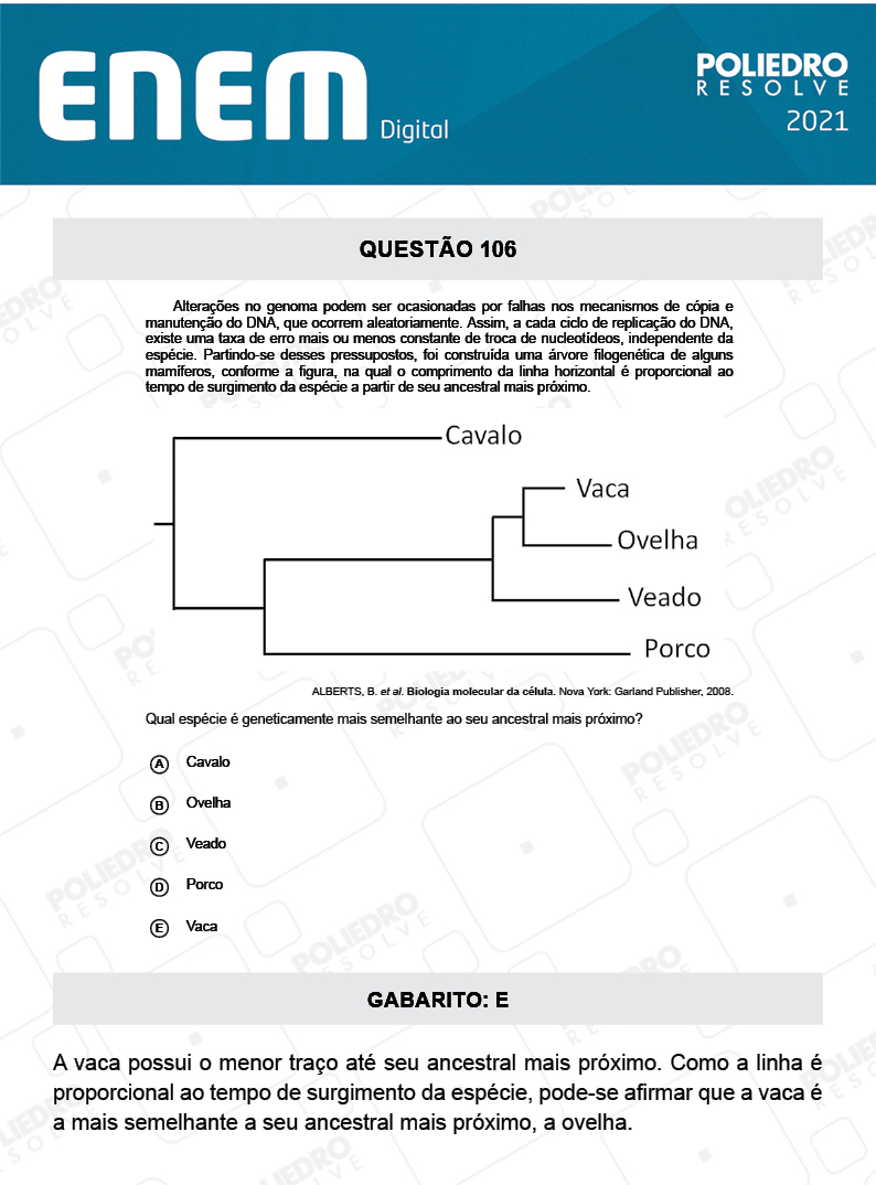 Questão 106 - 2º Dia - Prova Azul - ENEM DIGITAL 2020