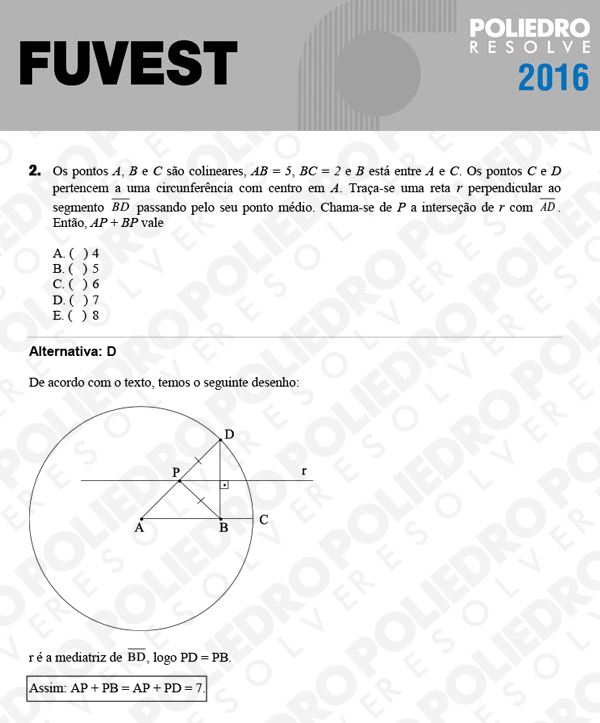 Questão 2 - 1ª Fase - FUVEST 2016