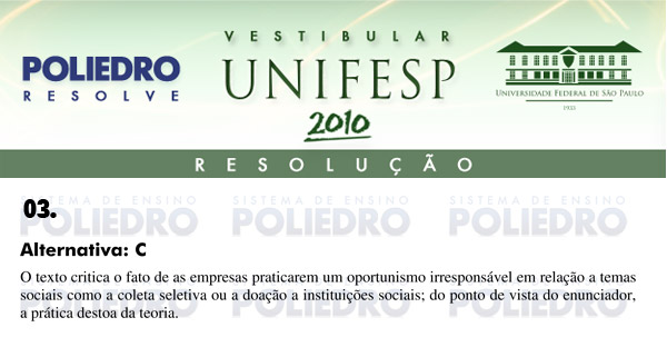 Questão 3 - Português e Inglês - UNIFESP 2010