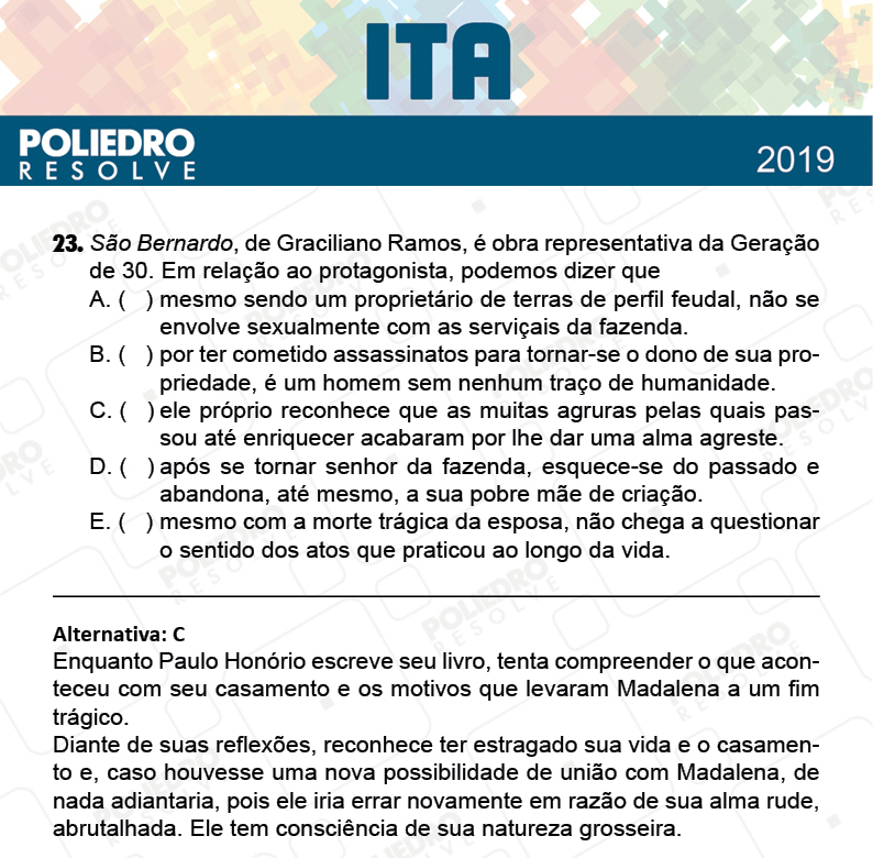 Questão 23 - 1ª Fase - FIS / POR / ING/ MAT / QUI - ITA 2019