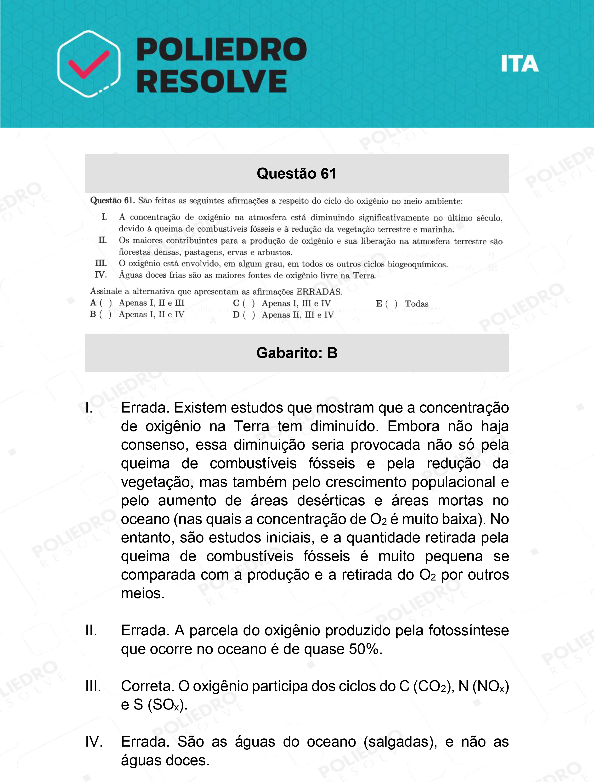 Questão 61 - 1ª Fase - ITA 2022