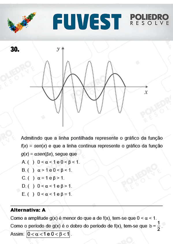 Questão 30 - 1ª Fase - PROVA V - FUVEST 2018