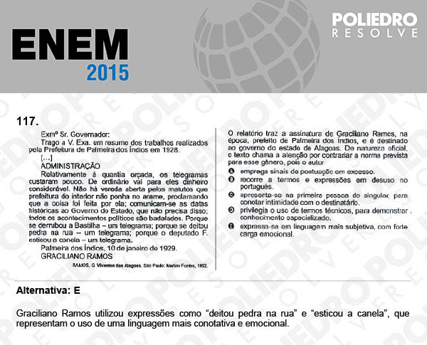 Questão 117 - Domingo (Prova Azul) - ENEM 2015