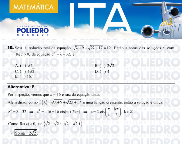 Questão 10 - Matemática - ITA 2013