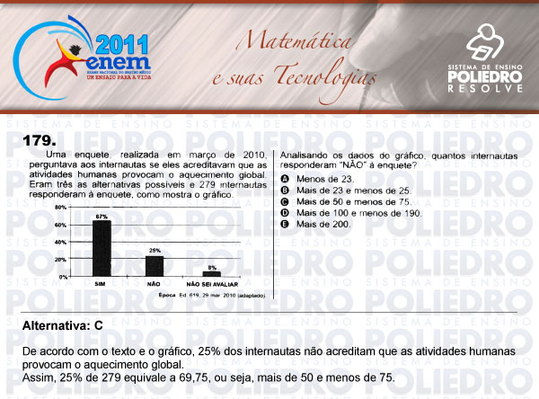 Questão 179 - Domingo (Prova rosa) - ENEM 2011