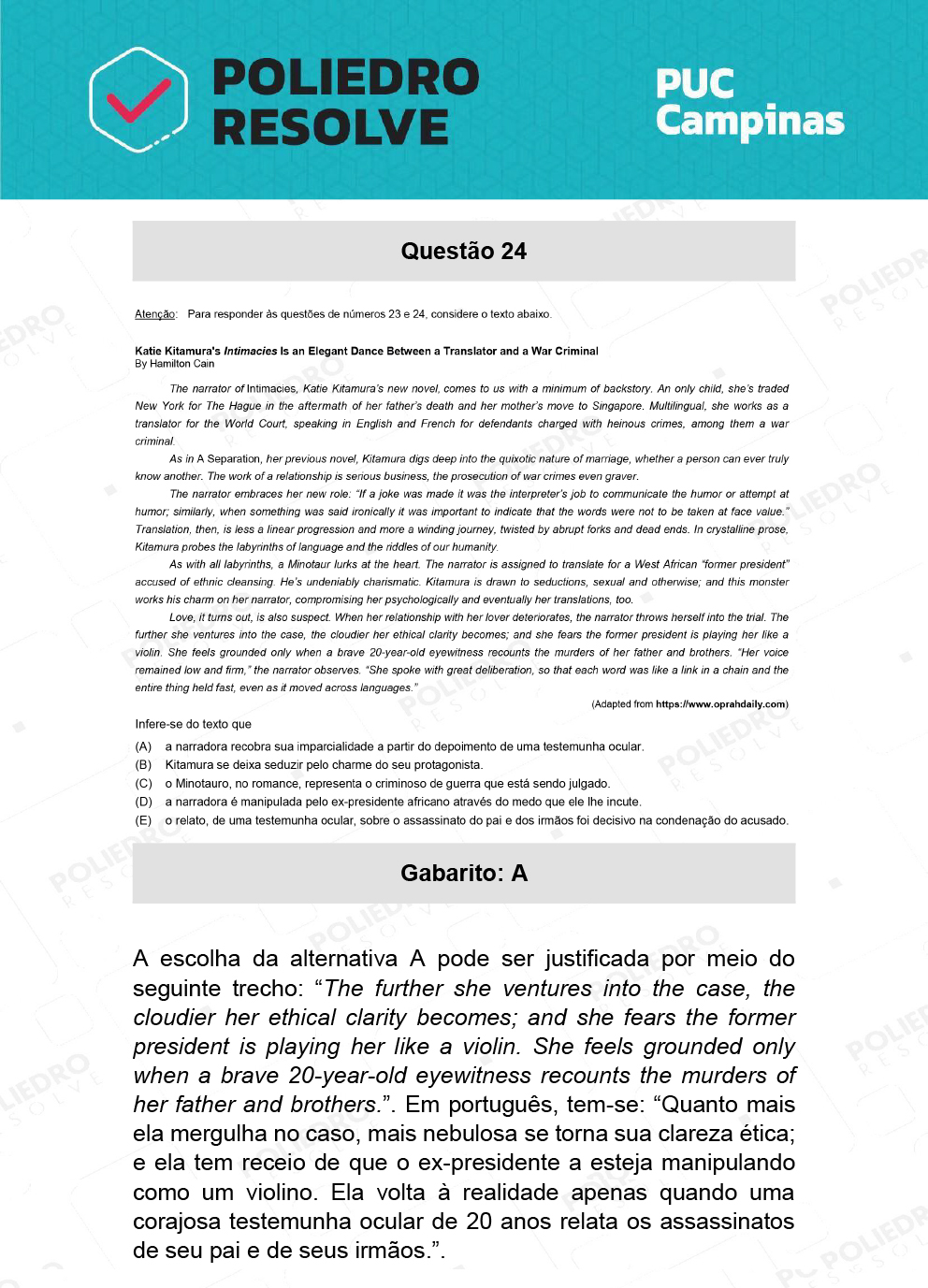 Questão 24 - Direito - PUC-Campinas 2022