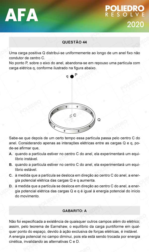 Questão 44 - Prova Modelo C - AFA 2020