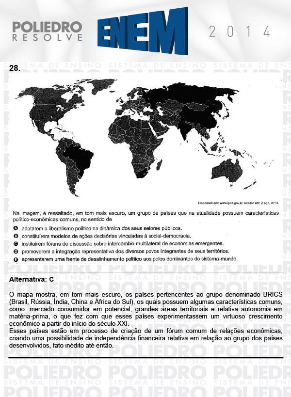 Questão 28 - Sábado (Prova Rosa) - ENEM 2014