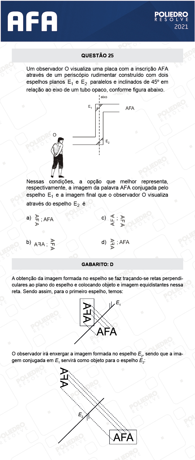 Questão 25 - Prova Modelo A - AFA 2021