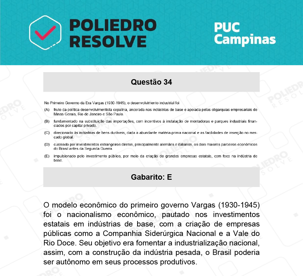 Questão 34 - Demais cursos - PUC-Campinas 2022