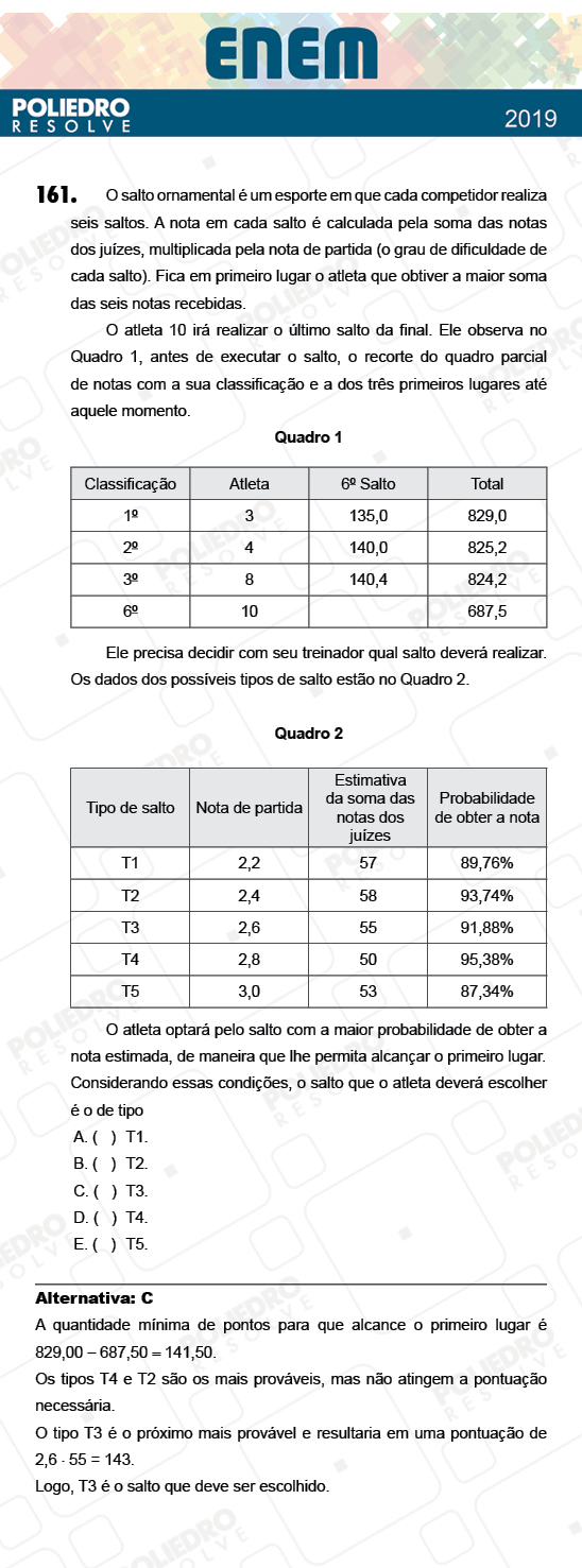 Questão 161 - 2º Dia - Prova ROSA - ENEM 2018