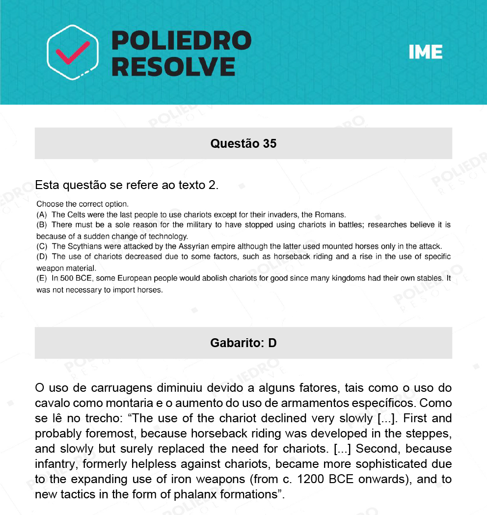 Questão 35 - 2ª Fase - Português/Inglês - IME 2022