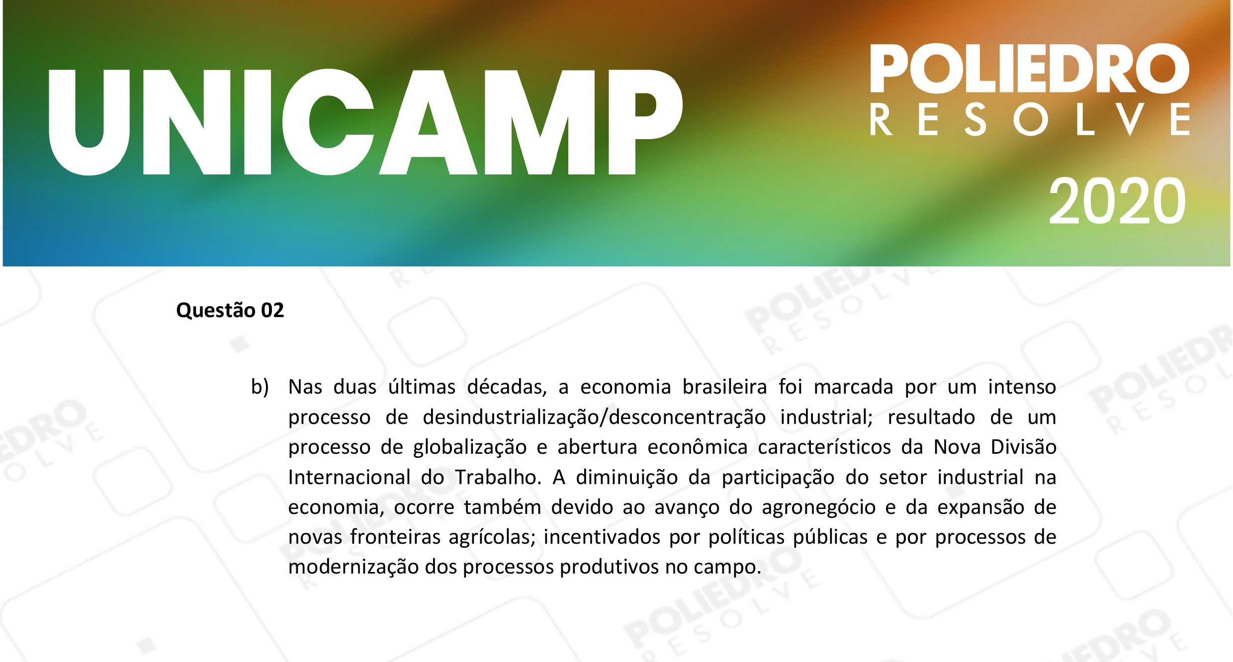 Questão 2 - 2ª Fase - 2º Dia - UNICAMP 2020