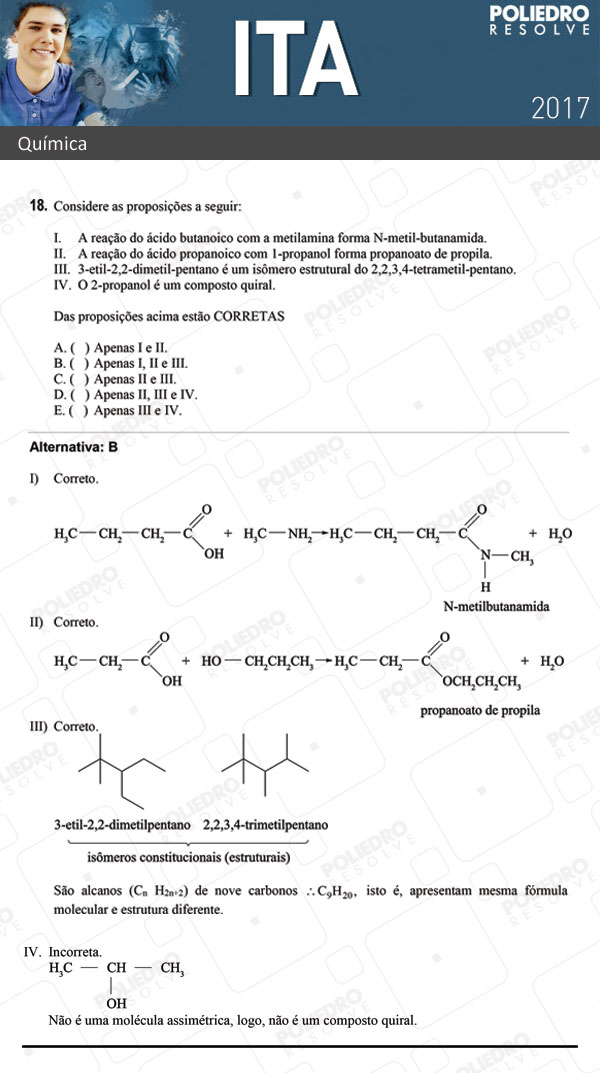 Questão 18 - Química - ITA 2017