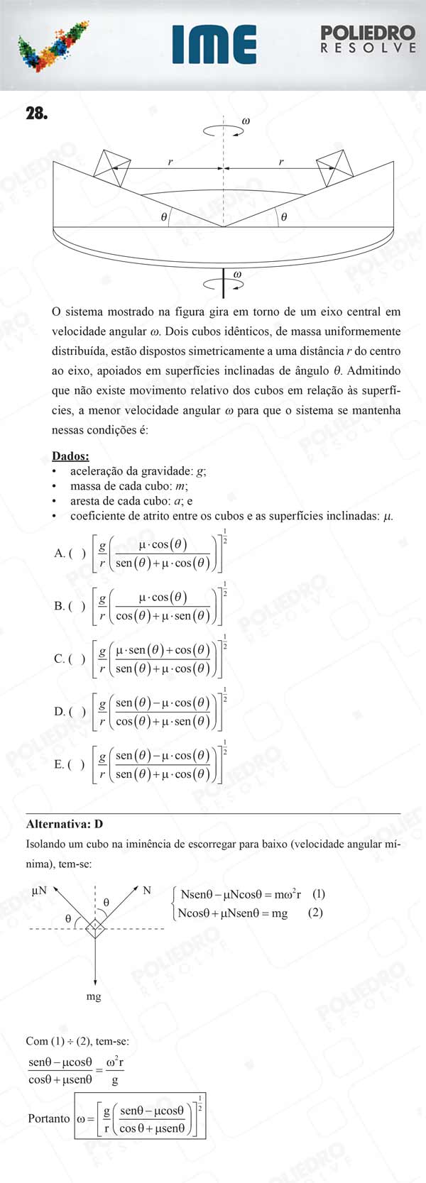 Questão 28 - 1ª Fase - IME 2018