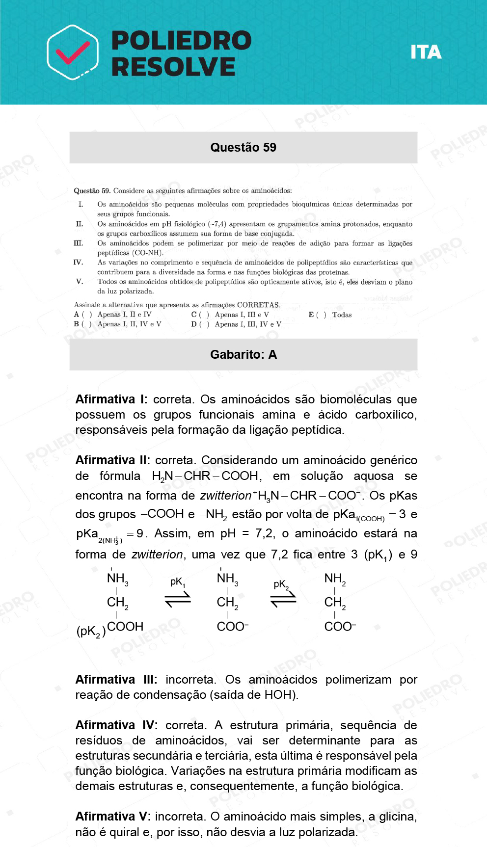 Questão 59 - 1ª Fase - ITA 2022