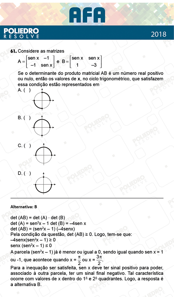 Questão 61 - Prova Modelo B - AFA 2019