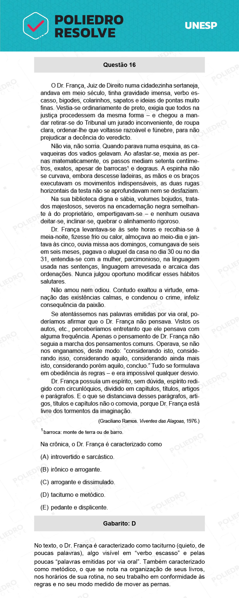 Questão 16 - 1ª Fase - Ext / Hum - UNESP 2022