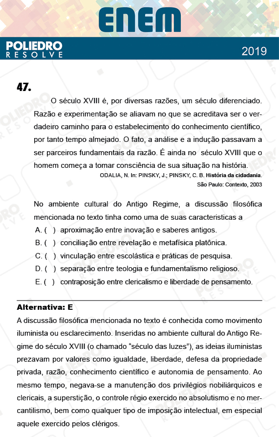 Questão 47 - 1º Dia - Prova AMARELA - ENEM 2018