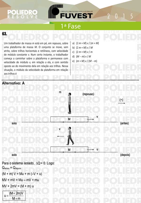 Questão 63 - 1ª Fase - FUVEST 2015