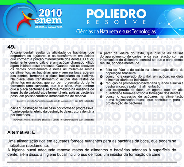 Questão 49 - Sábado (Prova azul) - ENEM 2010