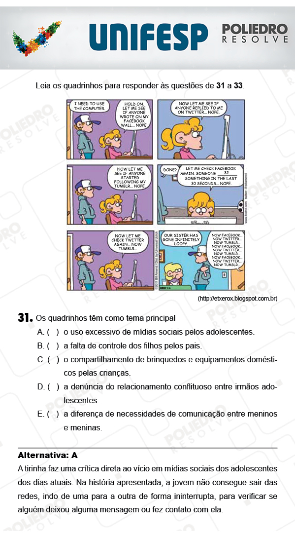 Questão 31 - 1º Dia - UNIFESP 2018